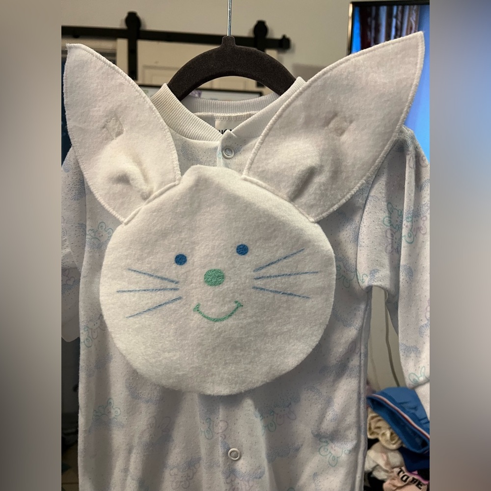 Vintage Rabbit theme baby onesie [C-9]
